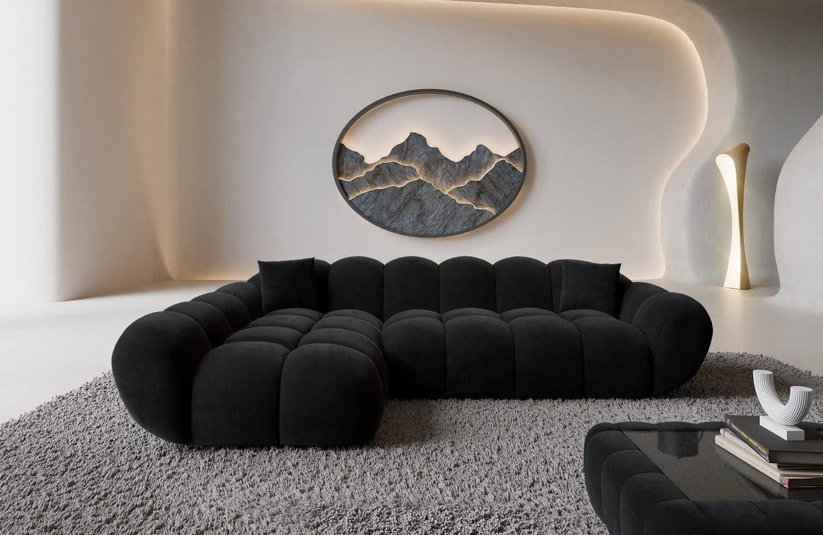 Sofa Dreams Polsterecke Maleron L Form kurz Samt Schwarz - Bild 2
