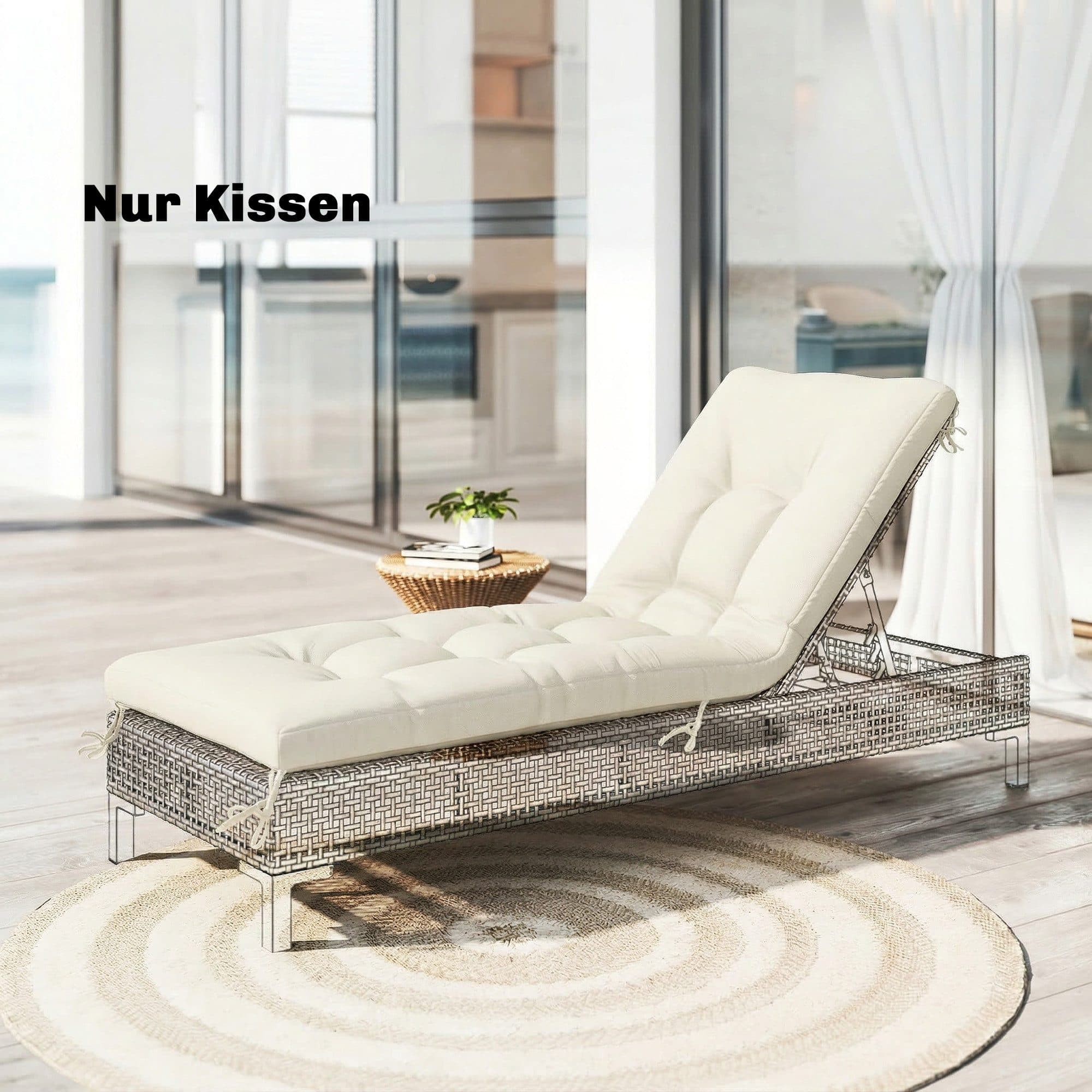 Outsunny Outdoor Sitzkissen Beige mit Befestigungsbändern - Bild 2