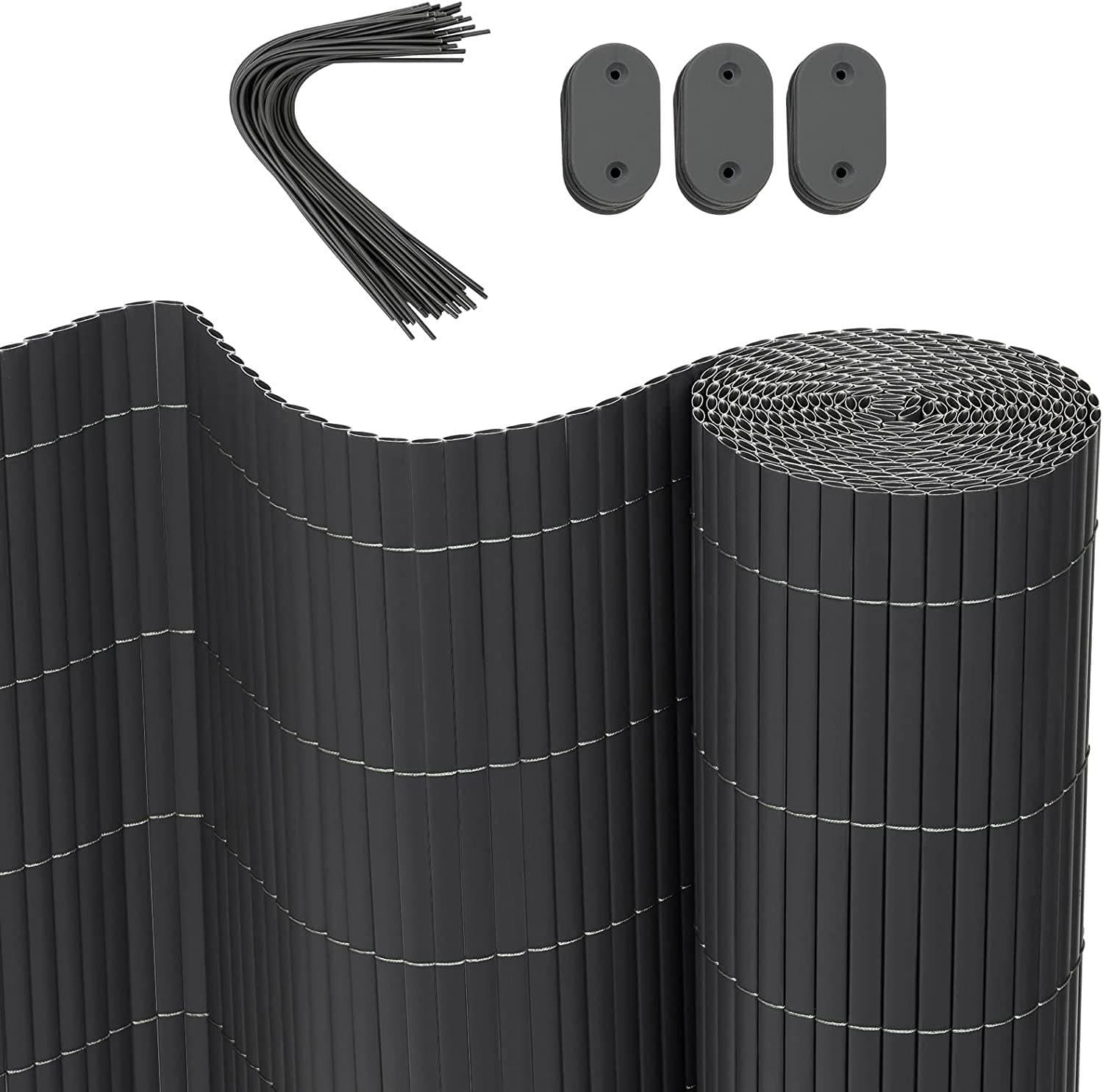 Woltu Balkonsichtschutz PVC Matte Grau - Witterungsbeständig & UV-Schutz - Bild 2