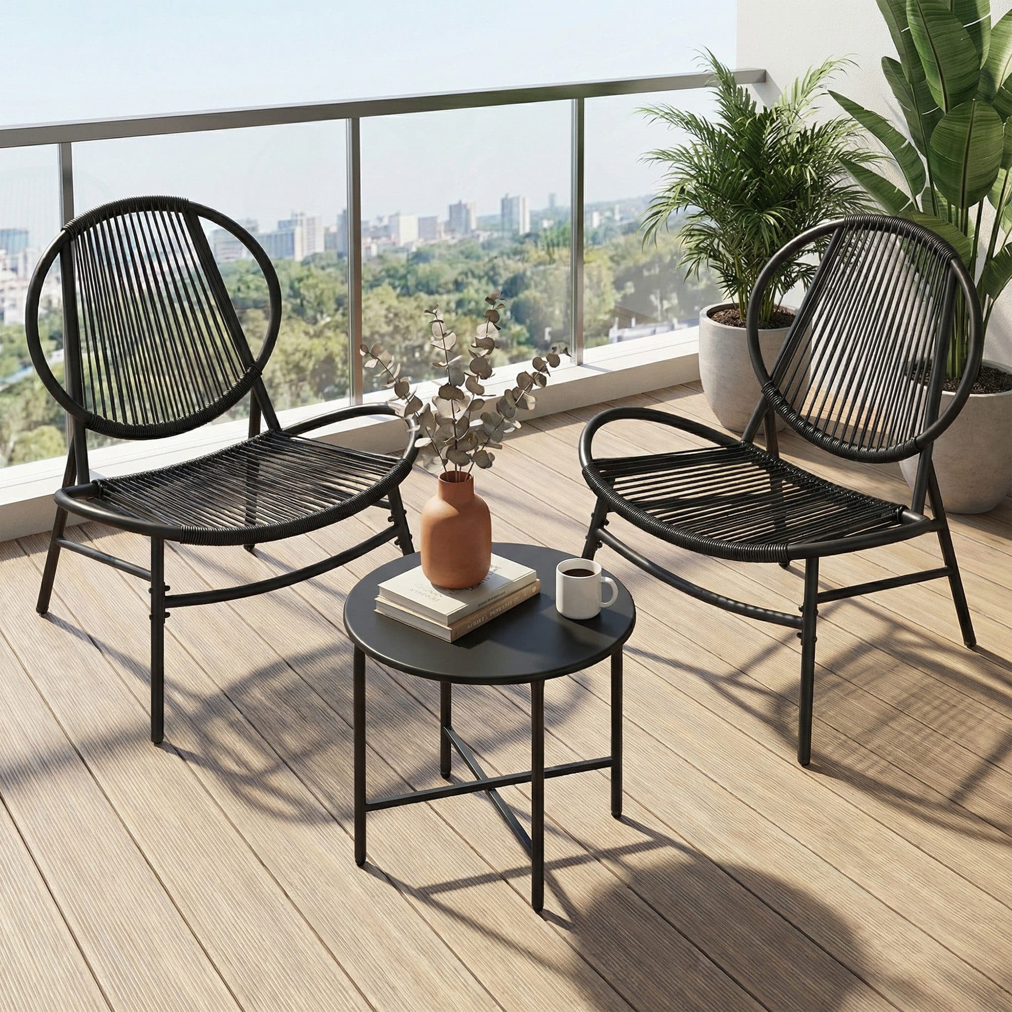 SONGMICS Gartenlounge-Set 3-tlg. 2 Stühle 1 Beistelltisch PE-Polyrattan - Bild 2