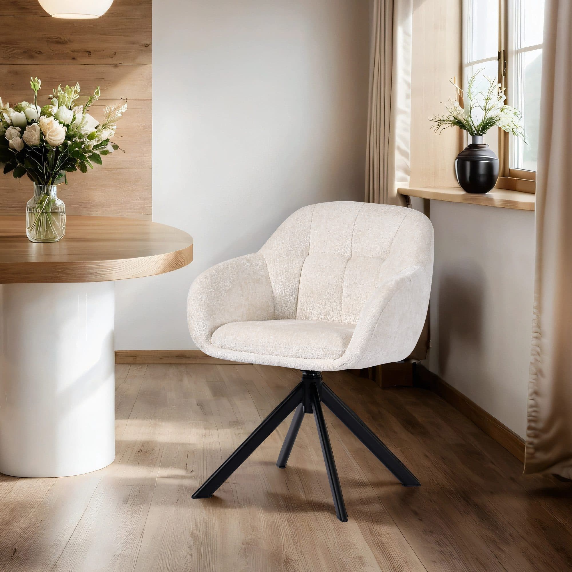 Duhome Loungesessel 9-213A Beige Chenille 360° drehbar Armlehnstuhl - Bild 2