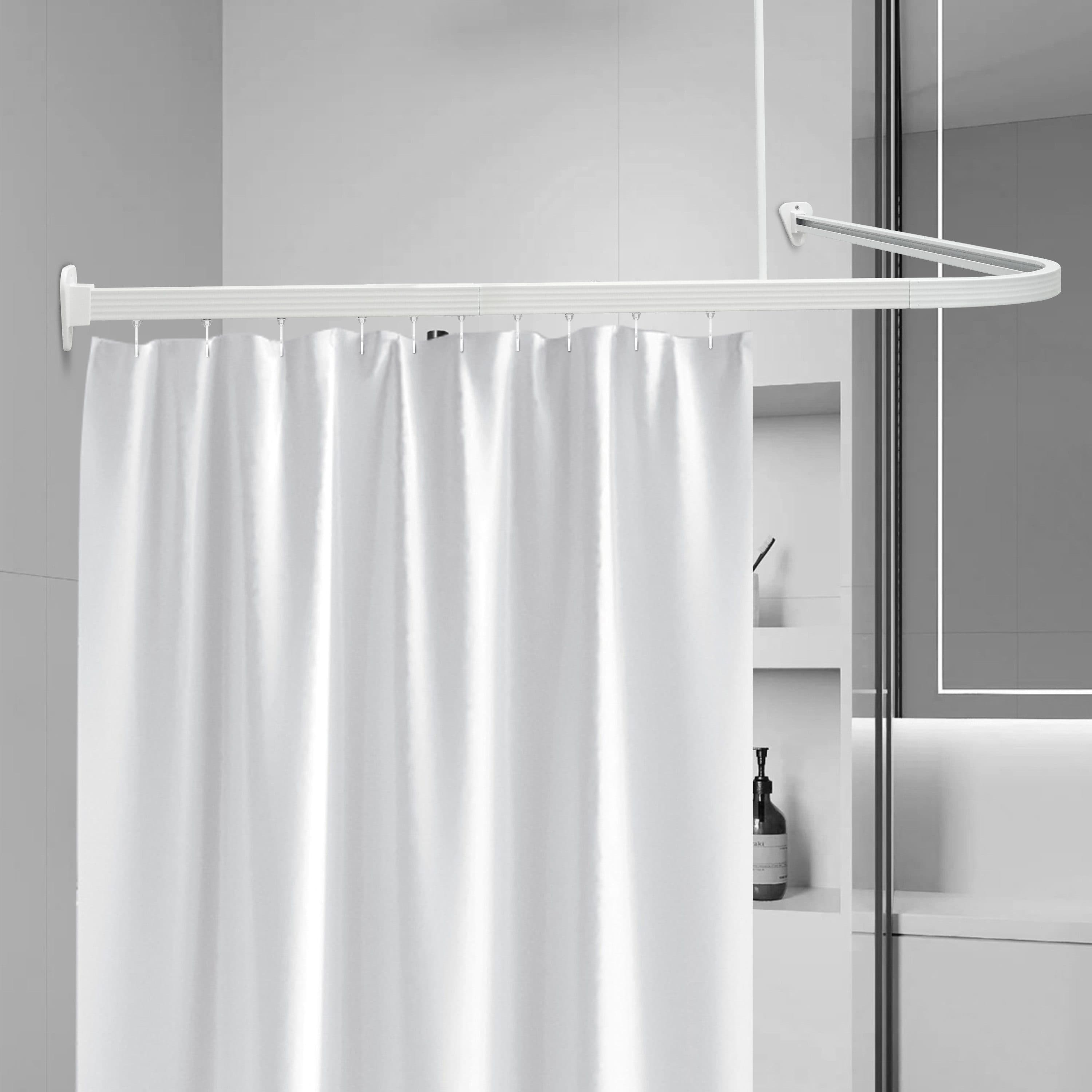 Euroshowers Duschvorhangstange L-Form Weiß Aluminium Set - Bild 2