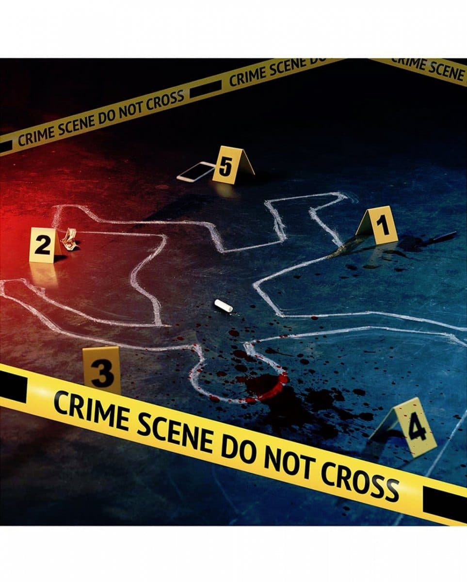 Horror-Shop Tatort Absperrset Halloween Crime Scene Deko Gelb/Rot
