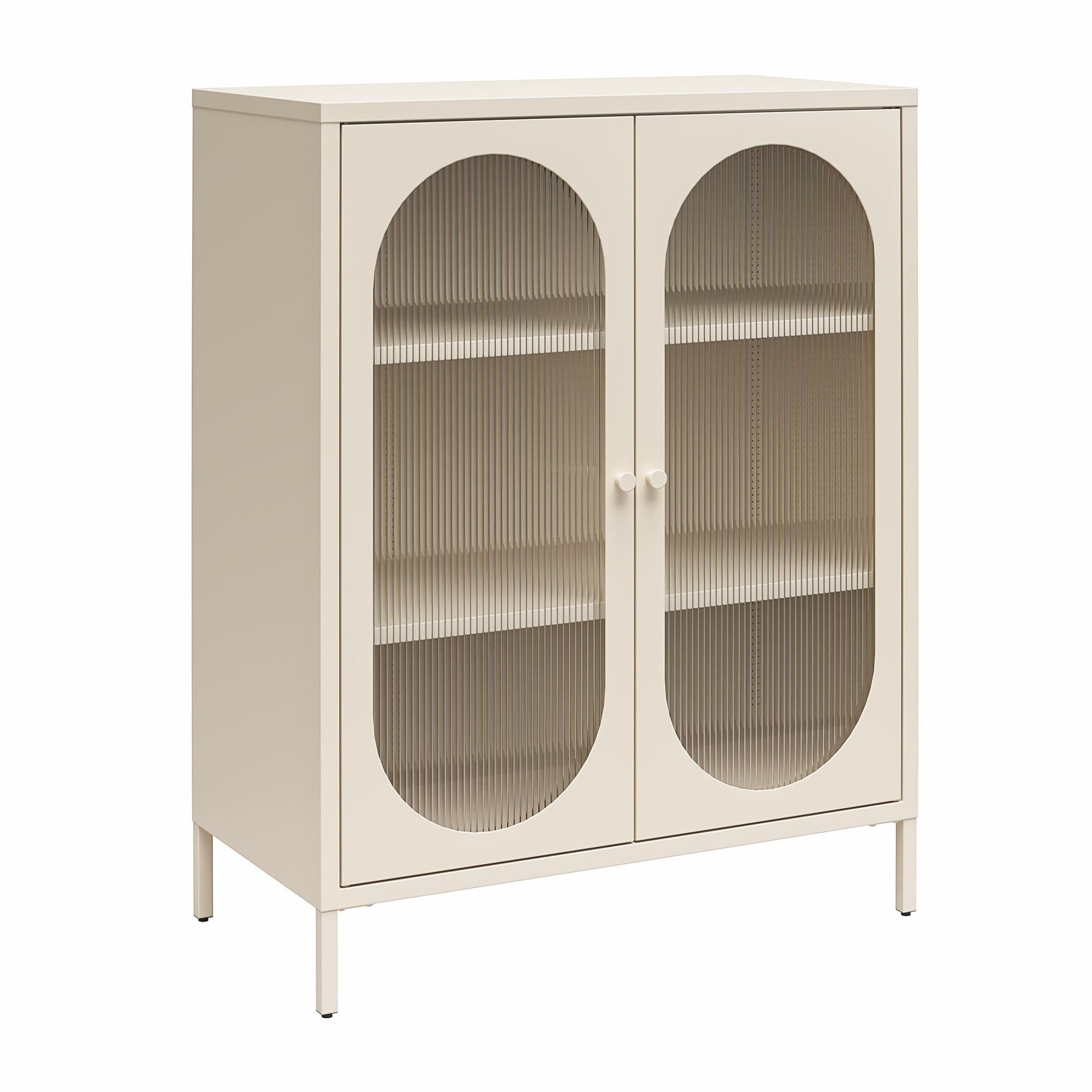 loft24 Highboard Luna Anrichte Metall 2 Glastüren Weiß - Bild 2