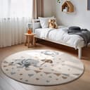 Villeroy & Boch Kinderteppich Walk like an Elephant Rainy, rund, 9 mm, Spielteppich weich, Kinderzimmer, Boho Kids Spielunterlage, Tieremotiv Bild 2