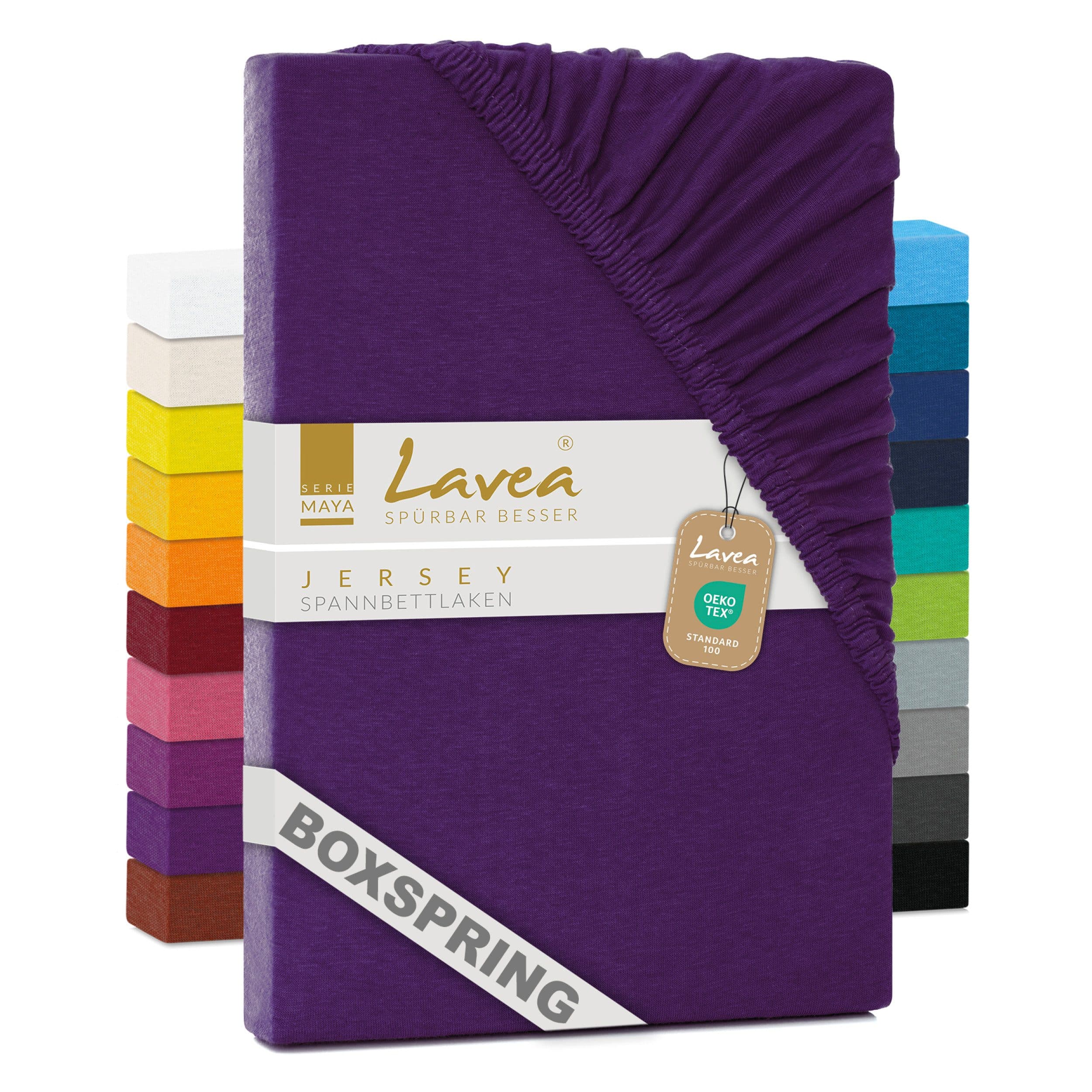 Lavea Spannbettlaken Maya 100% Baumwolle Jersey Rundumgummizug - Bild 2