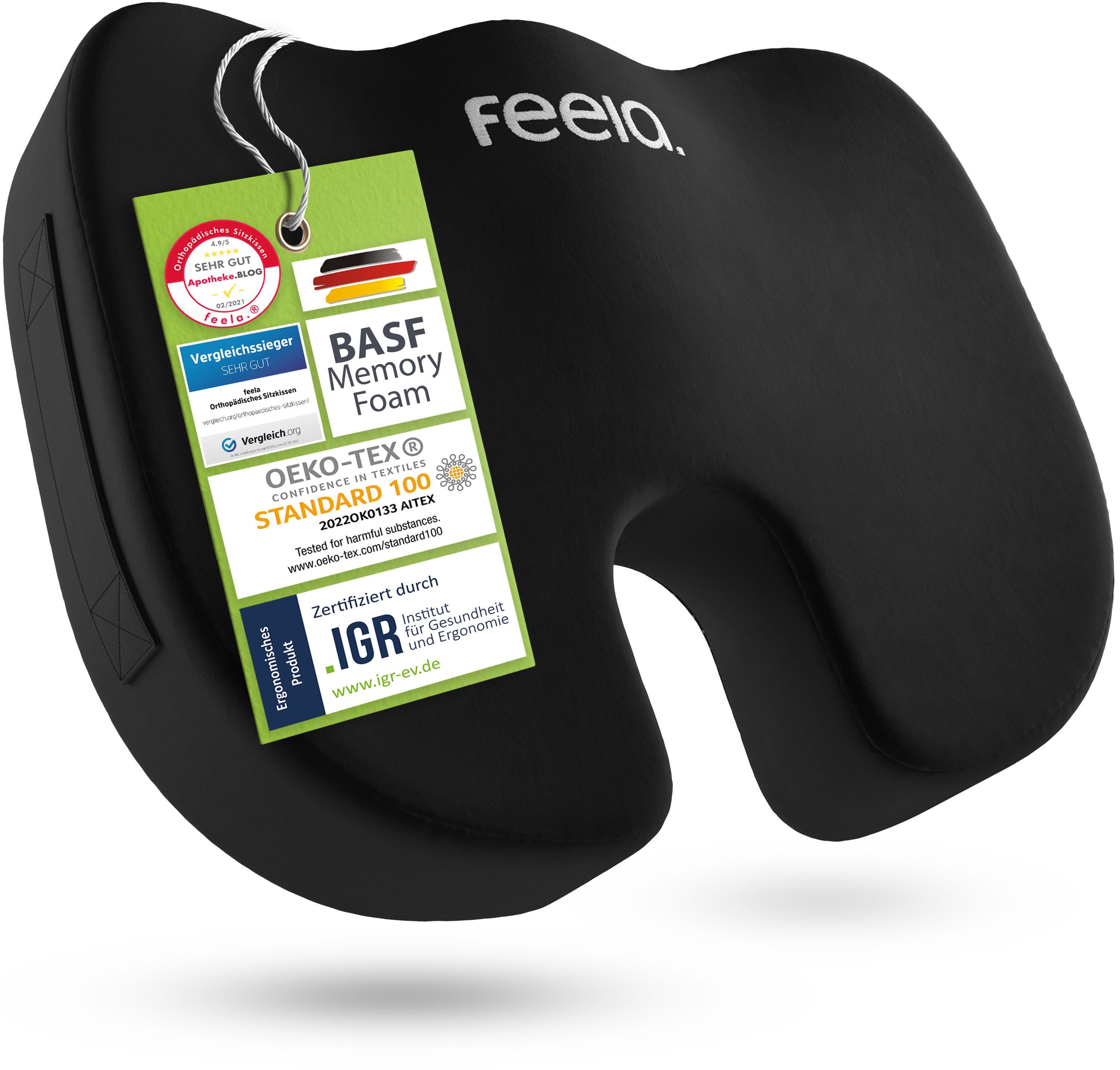feela Sitzkissen Orthopädisches Kissen Ergonomisch Schwarz Memory-Schaum - Bild 2