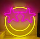 TSE LED Neon Smiley Licht dimmbar 30x30 cm Wanddeko Gelb/Rosa Bild 2