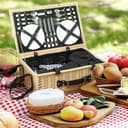 Outsunny Picknickkorb 4-tlg. Weidenholz mit Kühlfach & Decke Bild 2