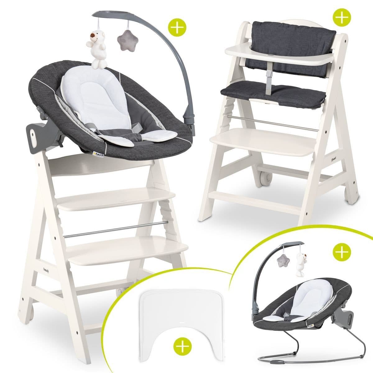 Hauck Hochstuhl Beta Plus White - Newborn Set Deluxe mit Aufsatz - Bild 2