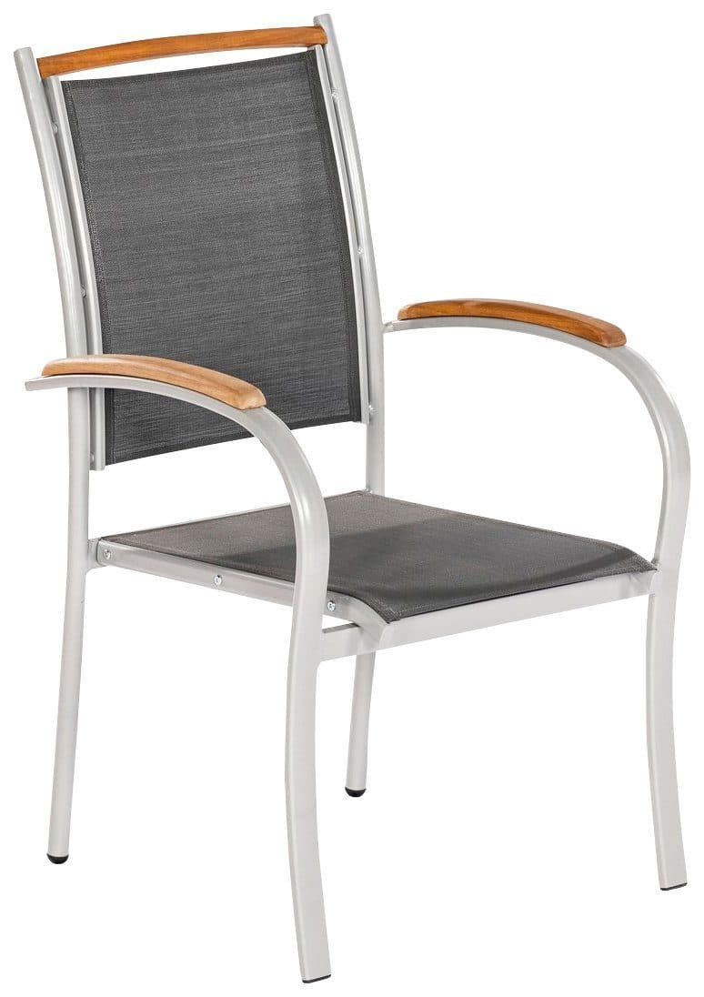 Merxx Stapelstuhl Siena 2er-Set Grau Holz Aluminium