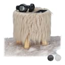 relaxdays Hocker Fell Hocker Braun - Dekohocker mit Kunstfell Bild 2