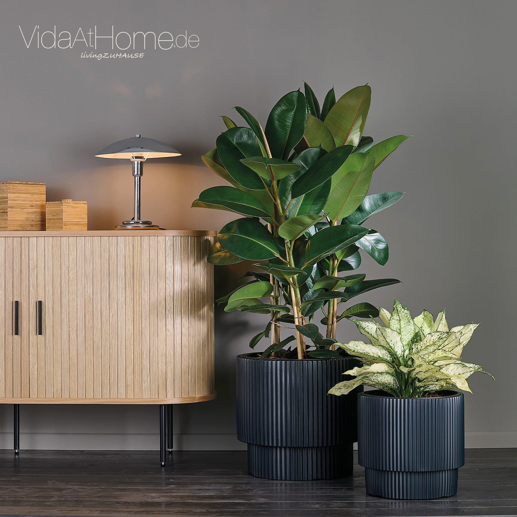 VidaAtHome.de Blumentopf Design-Pflanzgefäße-Set IVY 2er Set Anthrazit - Bild 2