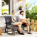Outsunny Gartenbank Grau mit Schaukelmechanismus 2-Sitzer Bild 2