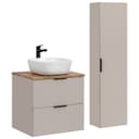 Lomadox Badmöbel-Set ADELAIDE-56-CASHMERE 60cm Waschtisch Kaschmir mit gerillter Front Bild 2