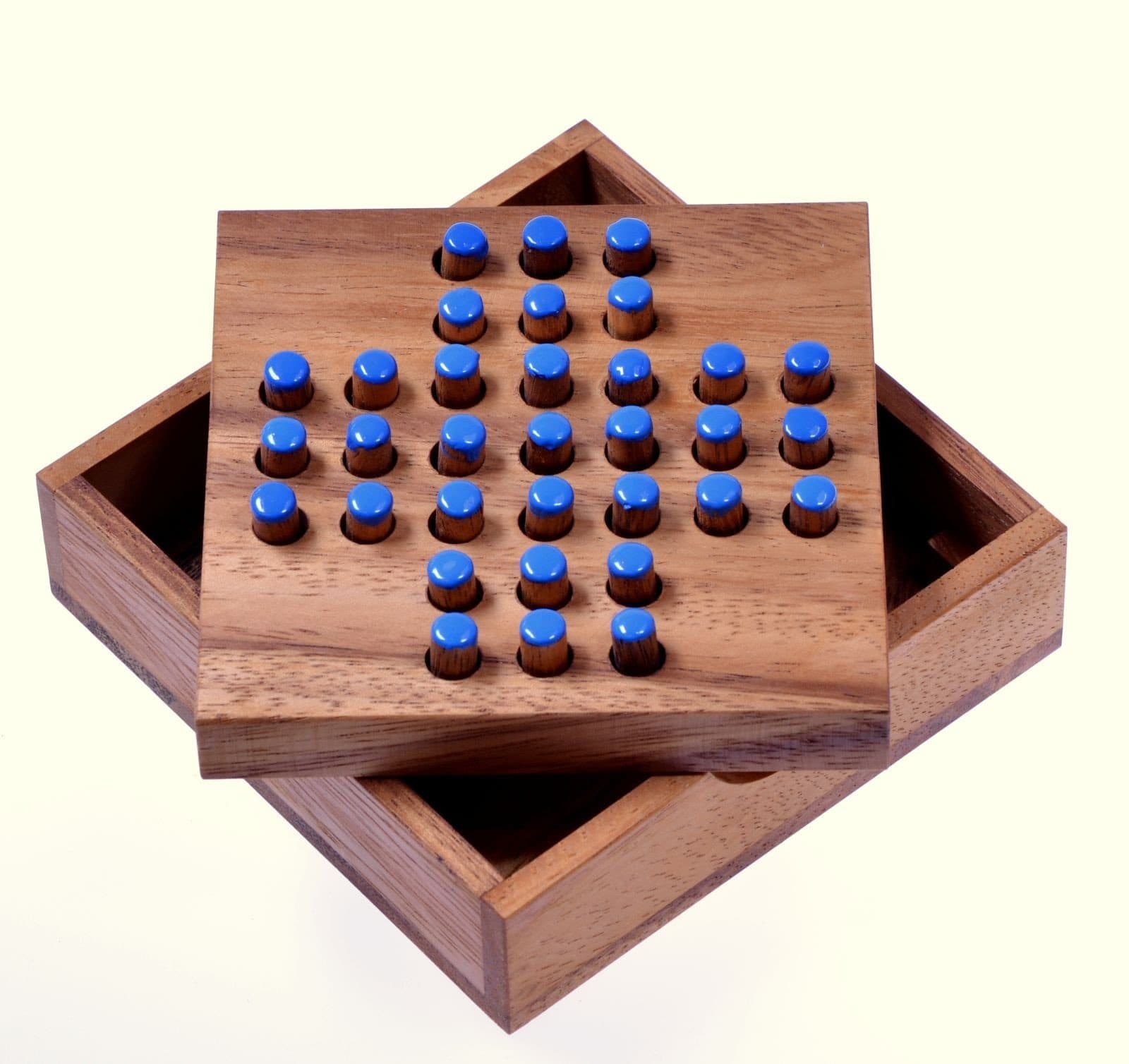 Logoplay Holzspiele Spiel, Solitär Gr. S - blaue Stecker