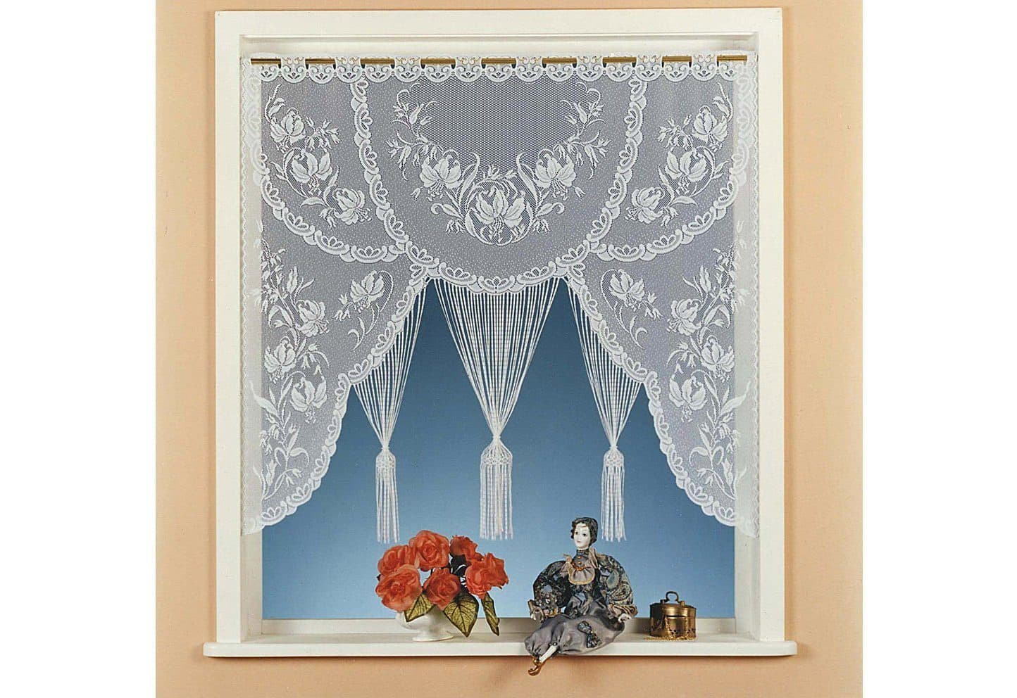 Weckbrodt Scheibengardine Weiß Floral Jacquard - Bild 2