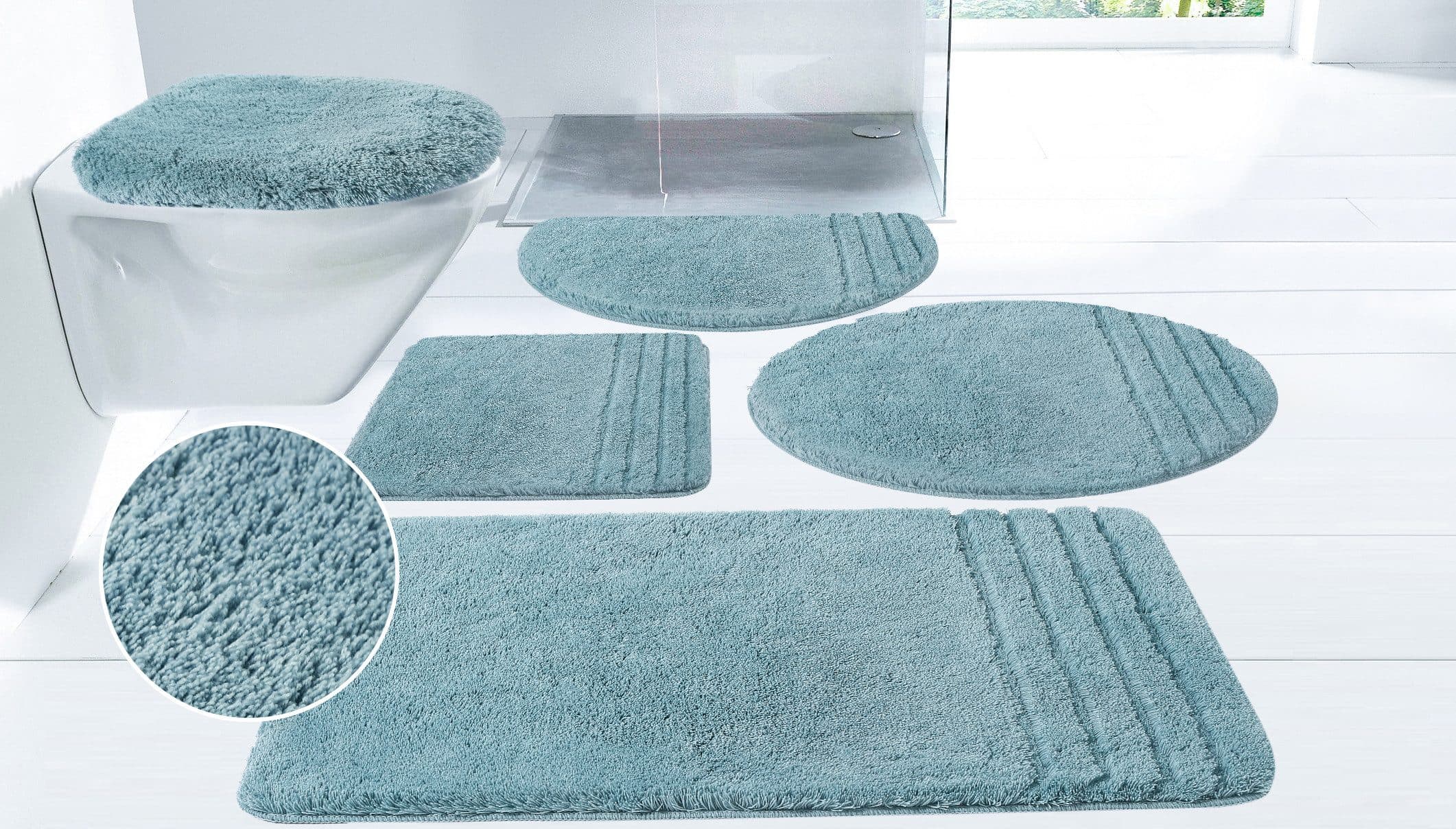 Möve Badematte Loft, Badvorleger, Badezimmer Teppich, Höhe 30 mm, rutschhemmend beschichtet, fußbodenheizungsgeeignet, schnell trocknend, strapazierfähig, Polyacryl, halbrund - Bild 2