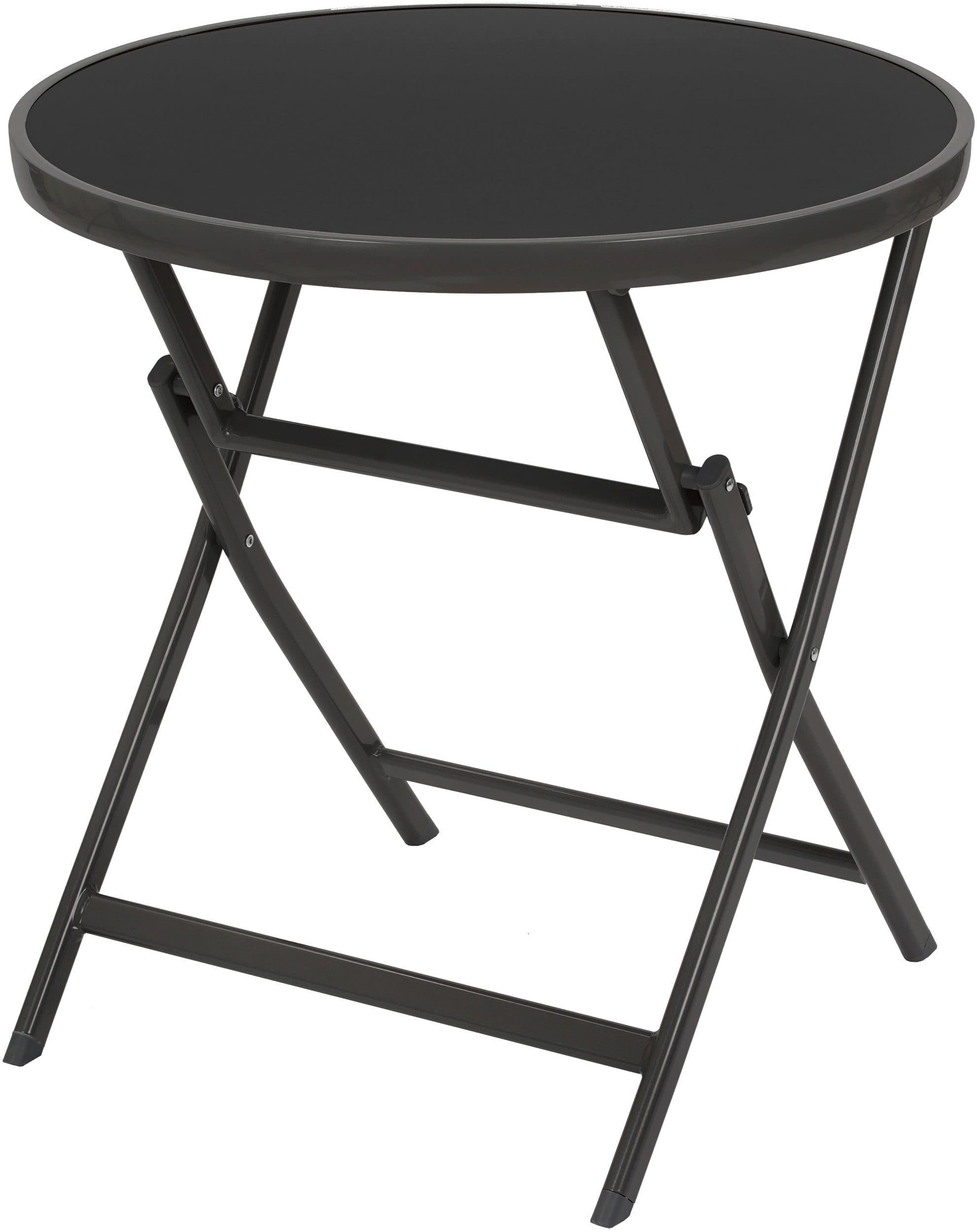 BRUBAKER Milano Glastisch Rund Klappbar Anthrazit Grau 70 cm - Bild 2