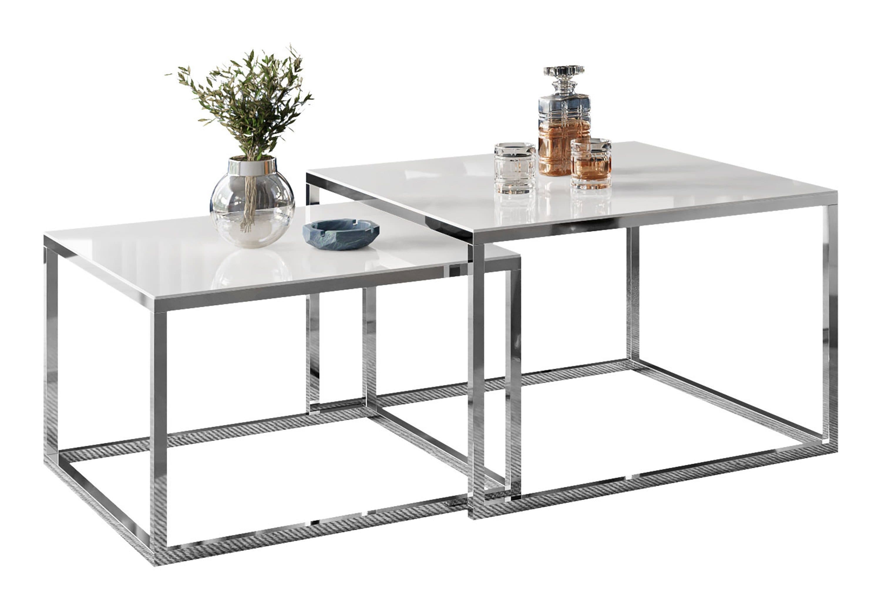 Lookway Couchtisch YOSHI GLASS 2in1 Chromgestell mit Glassplatte - Bild 2