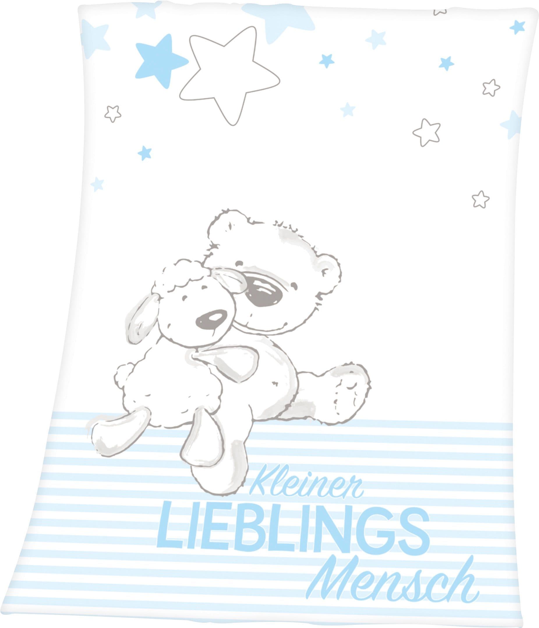 Babydecke Kleiner Lieblingsmensch Baby Best Blau Kuscheldecke - Bild 2