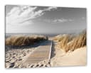 Pixxprint Leinwandbild Weg zum Strand durch die Dünen B&W Detail Bild 2