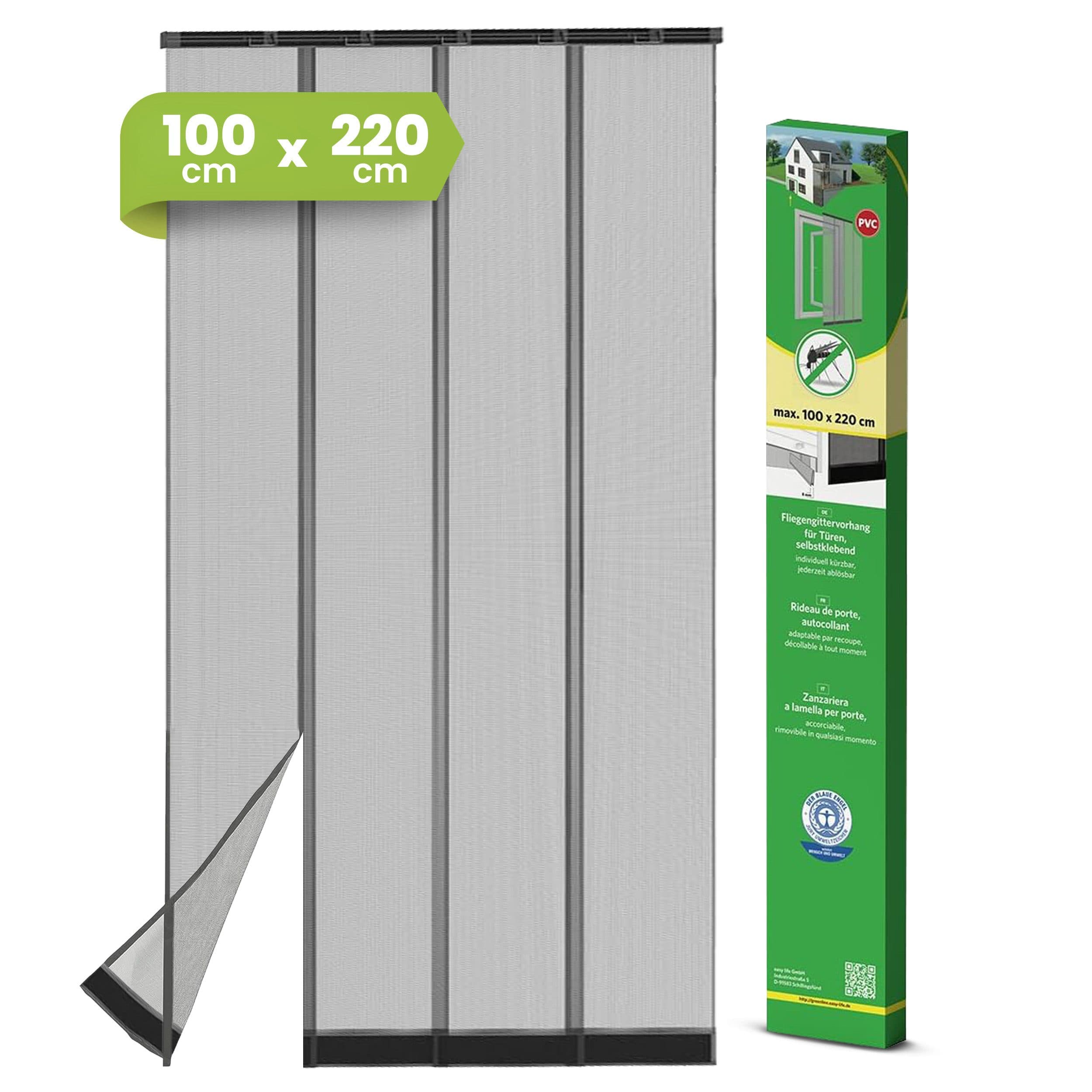 easylife Insektenschutz-Vorhang Fliegengitter Vorhang mit Gewichten 100 x 220 cm, Anthrazit - Bild 2