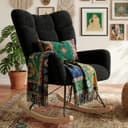 TLGREEN Relax-Schaukelstuhl Schwarz Teddyflor-Bezug Bild 2