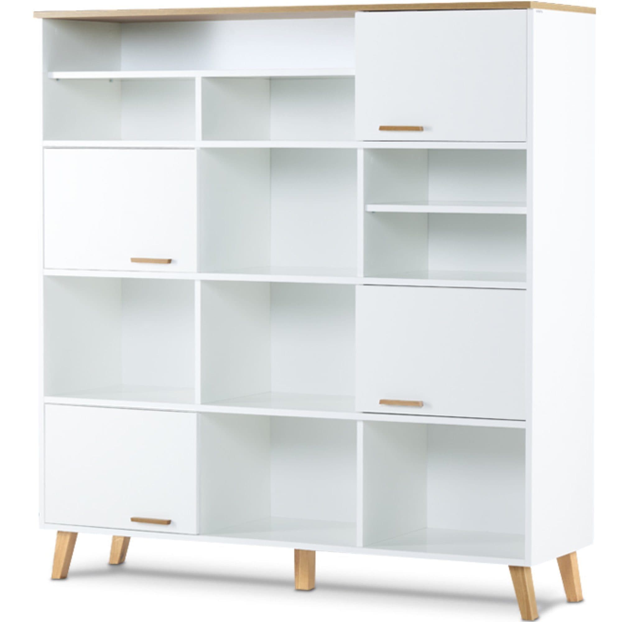 KONSIMO® Bücherregal FRISK 8 Böden 4 Türen Skandinavisch - Bild 2