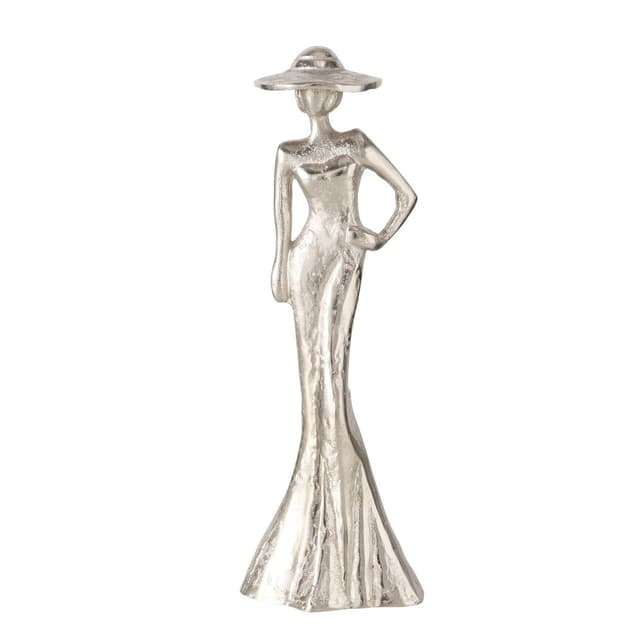MF Dekofigur Lady Tatjana: Elegante Aluminium Figur in Silber für Innenräume