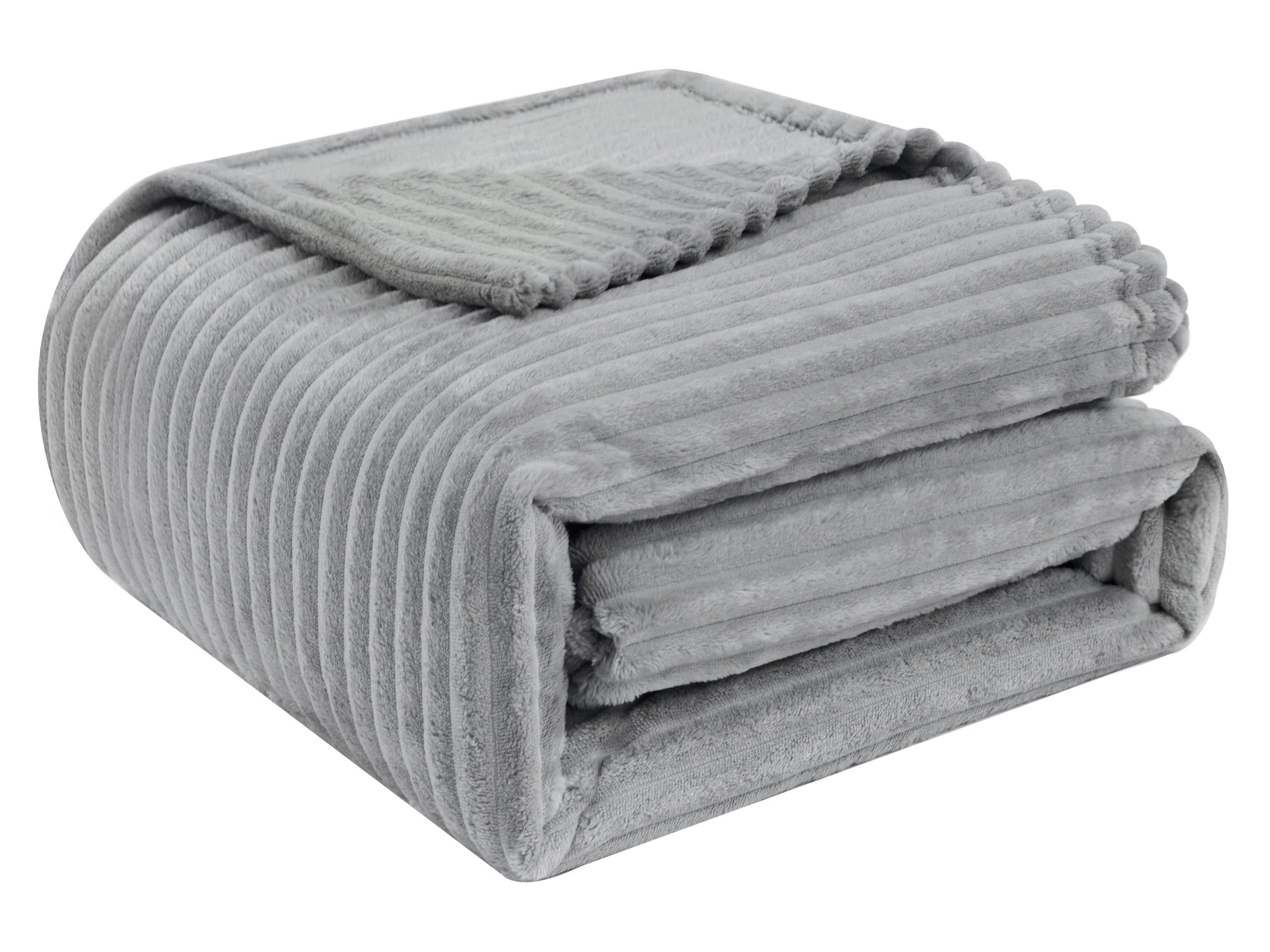 Woltu Wohndecke Flanell Kuscheldecke Grau Gestreift - Bild 2