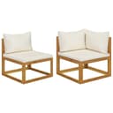vidaXL 2-tlg. Sofa-Set mit cremeweißen Kissen Massivholz Bild 2