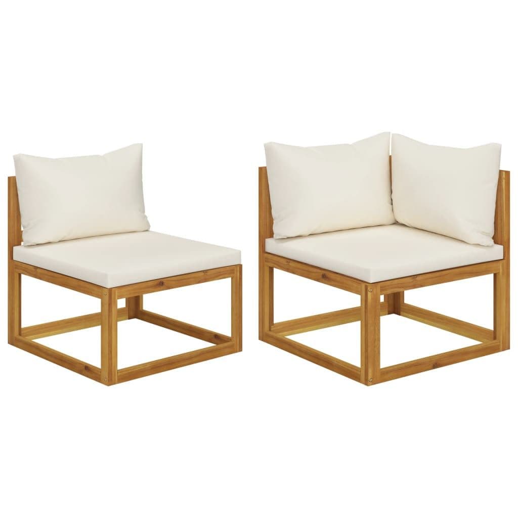 vidaXL 2-tlg. Sofa-Set mit cremeweißen Kissen Massivholz - Bild 2