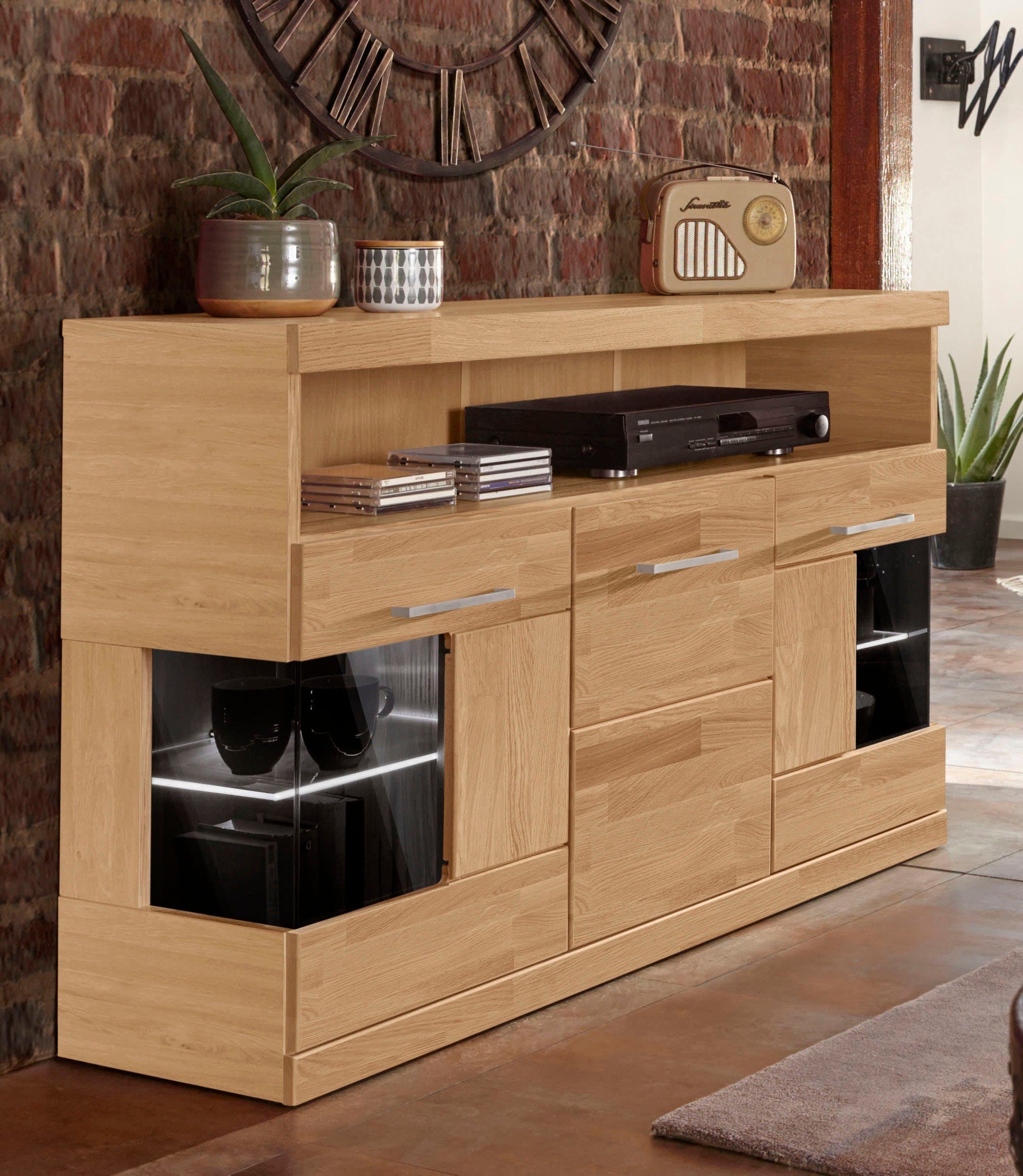 OTTO HOME Sideboard Ribe Eiche Massivholz Fronten Glas - Bild 2