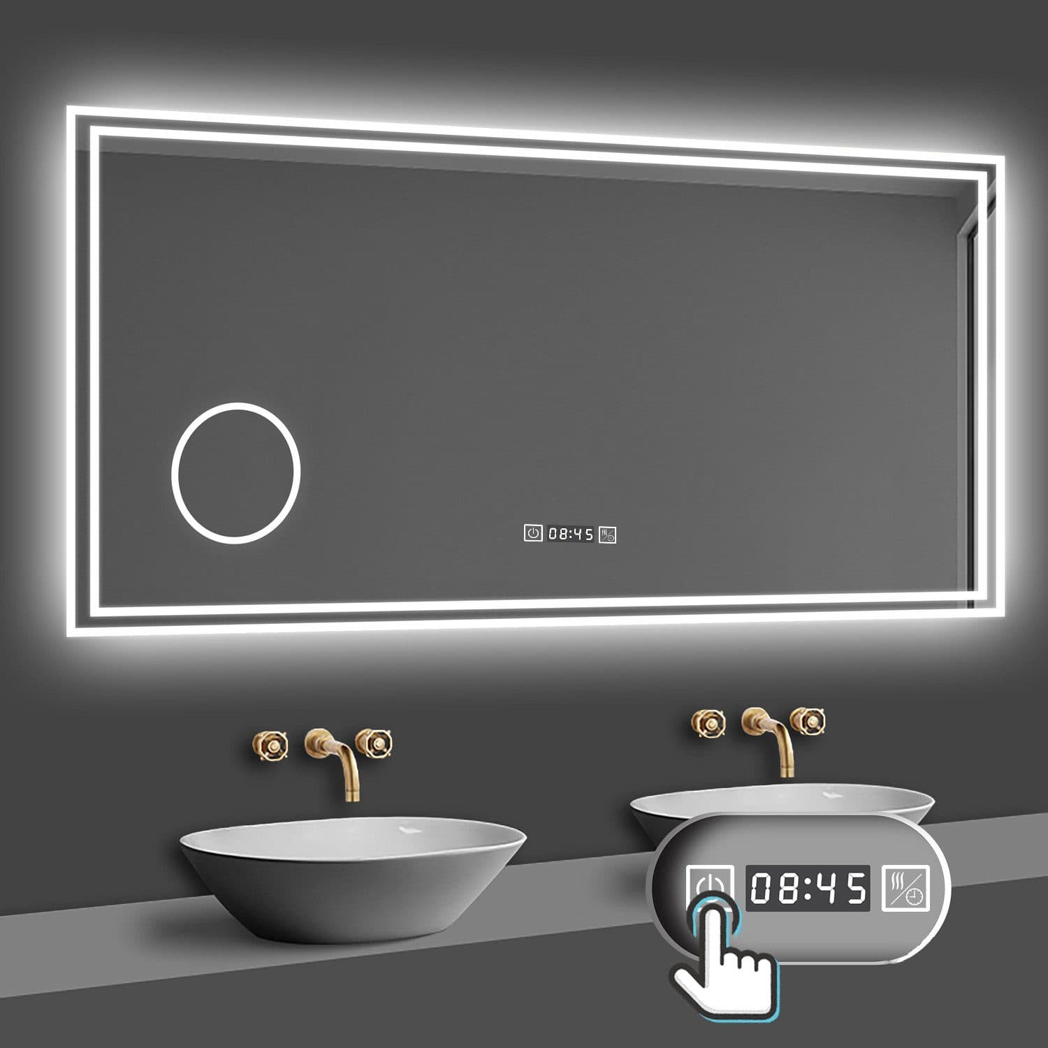 duschspa Badspiegel LED Beschlagfrei Uhr Schminkspiegel - Bild 2
