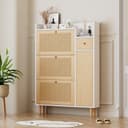 KLAM HOME Schuhschrank mit 3 Kipp-Türen und Schublade Natur Bild 2