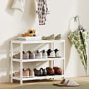 HOMCOM Schuhregal mit 3 Ebenen, Bambus, Weiß Bild 2