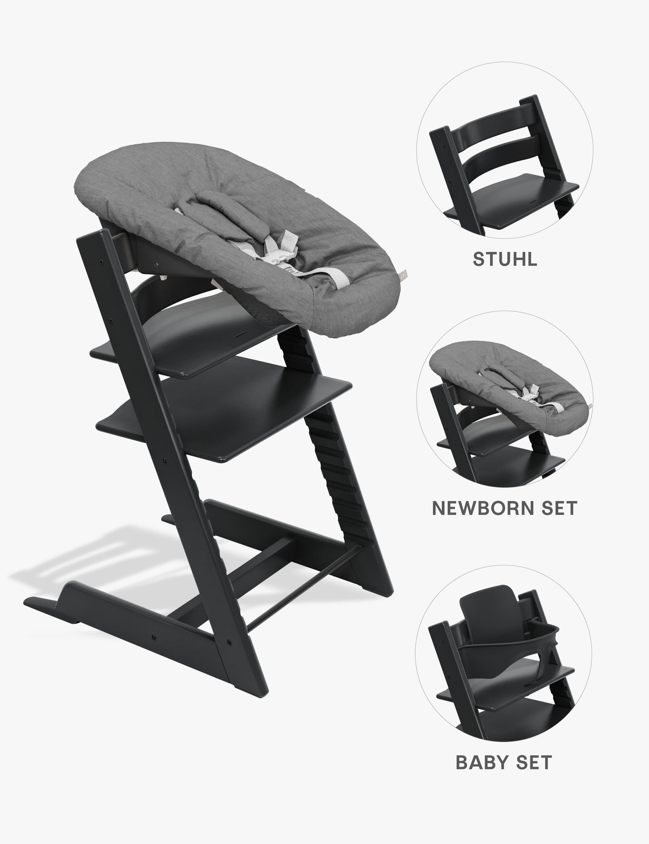 Stokke Tripp Trapp Hochstuhl mit Newborn Set Anthrazit Buchenholz - Bild 2