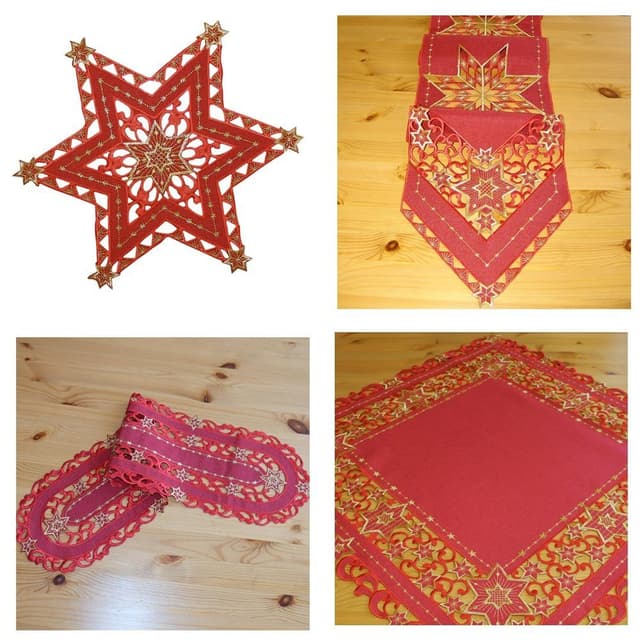 matches21 HOME & HOBBY SELINA Stern Tischdecke Rot Gold Polyester
