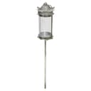 Dekoleidenschaft Kerzenlaterne Fleur Stablaterne Silber Antik Look Outdoor Gartenlaterne Bild 2