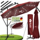 tillvex Sonnenschirm LED Solar Rot Ø 3m mit Kurbel Bild 2