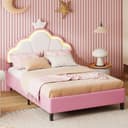 NMCXXO Polsterbett Rosa mit LED-Beleuchtung und Wolkenkopfteil Bild 2