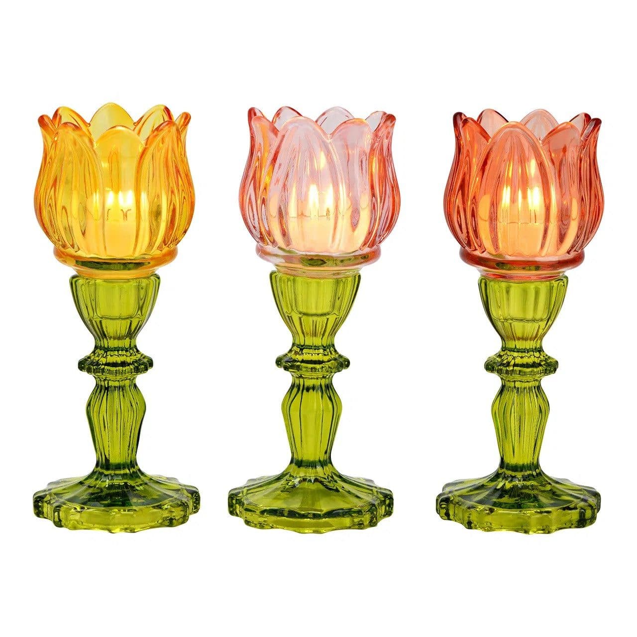 Interdesign24 Windlicht Tulpe 3er-Set Bunt Glas