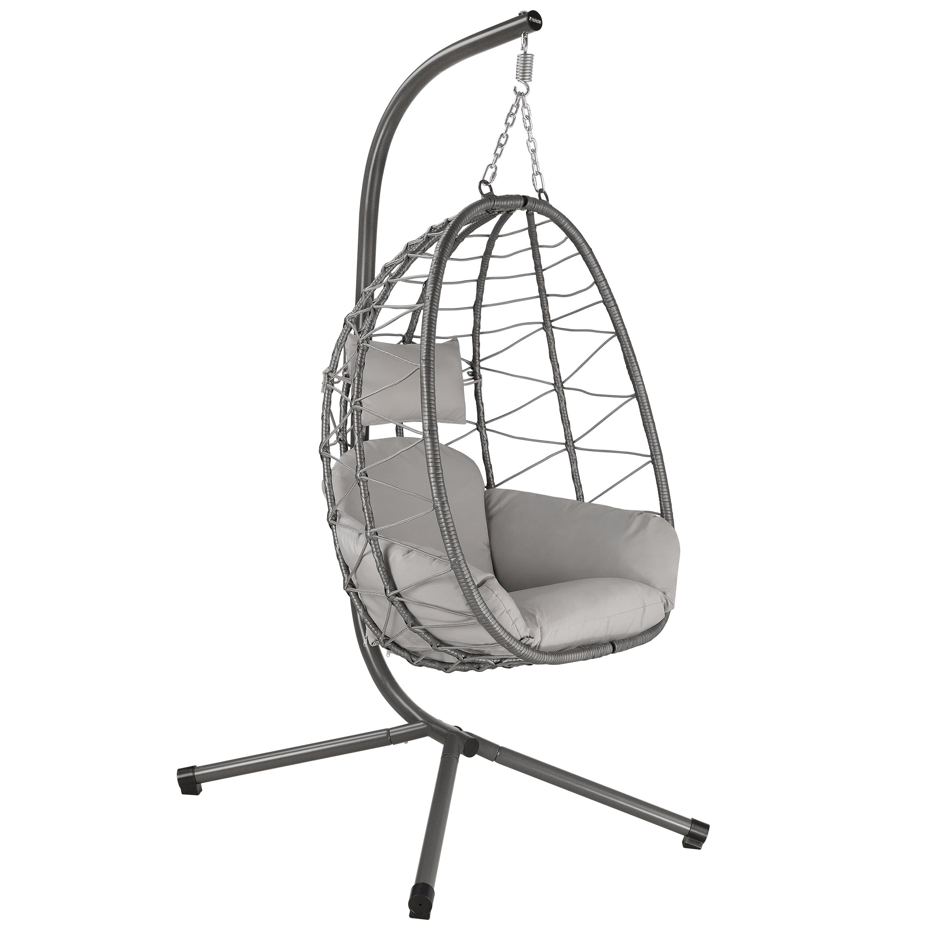 HinHocker Hängesessel mit Gestell Grau Faltbar Indoor Outdoor - Bild 2
