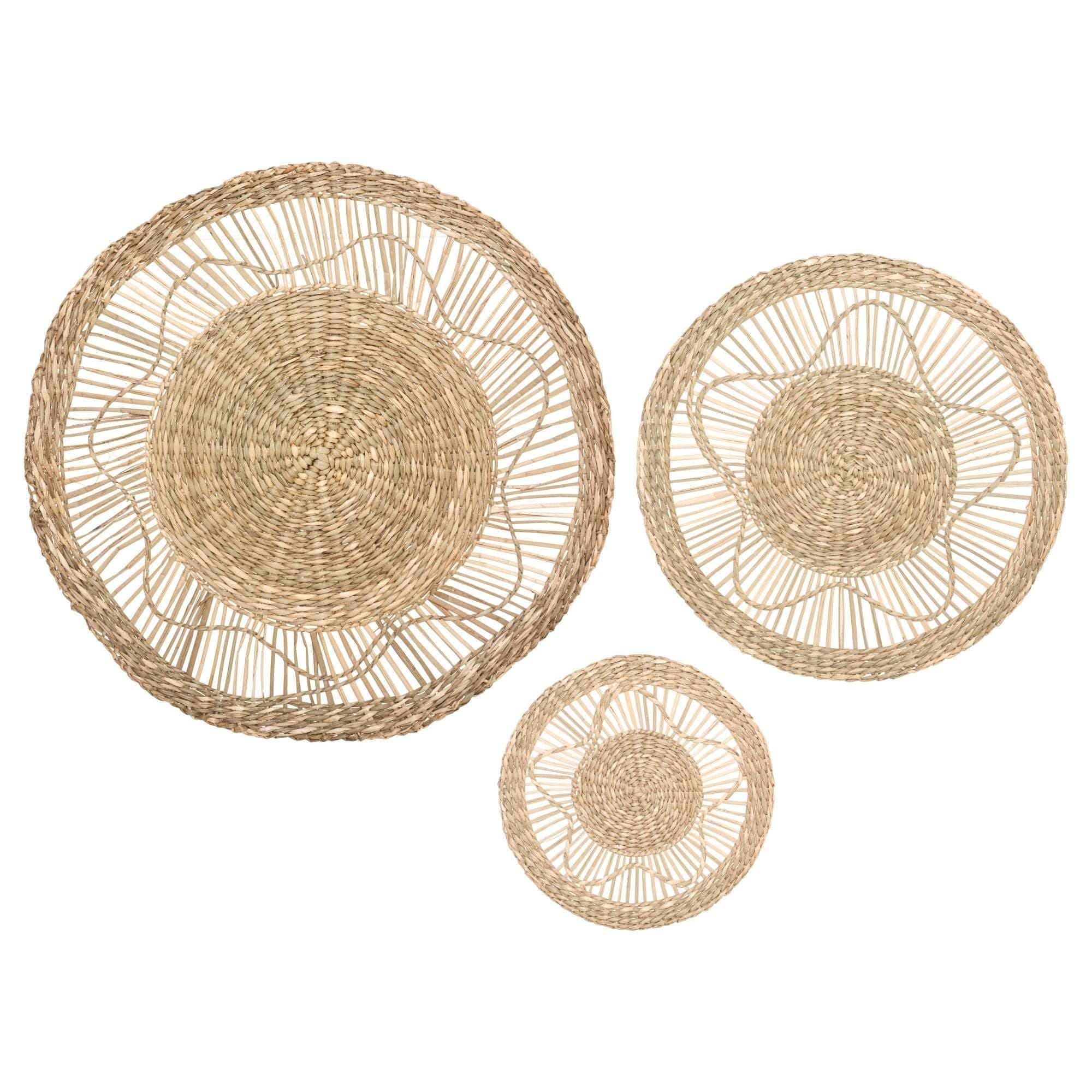 Atmosphera Wanddekoration 3 Ringe Seegras Beige Rustikal