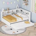 Flieks Massivholzbett Doppelbett mit Stauraum und USB Bild 2
