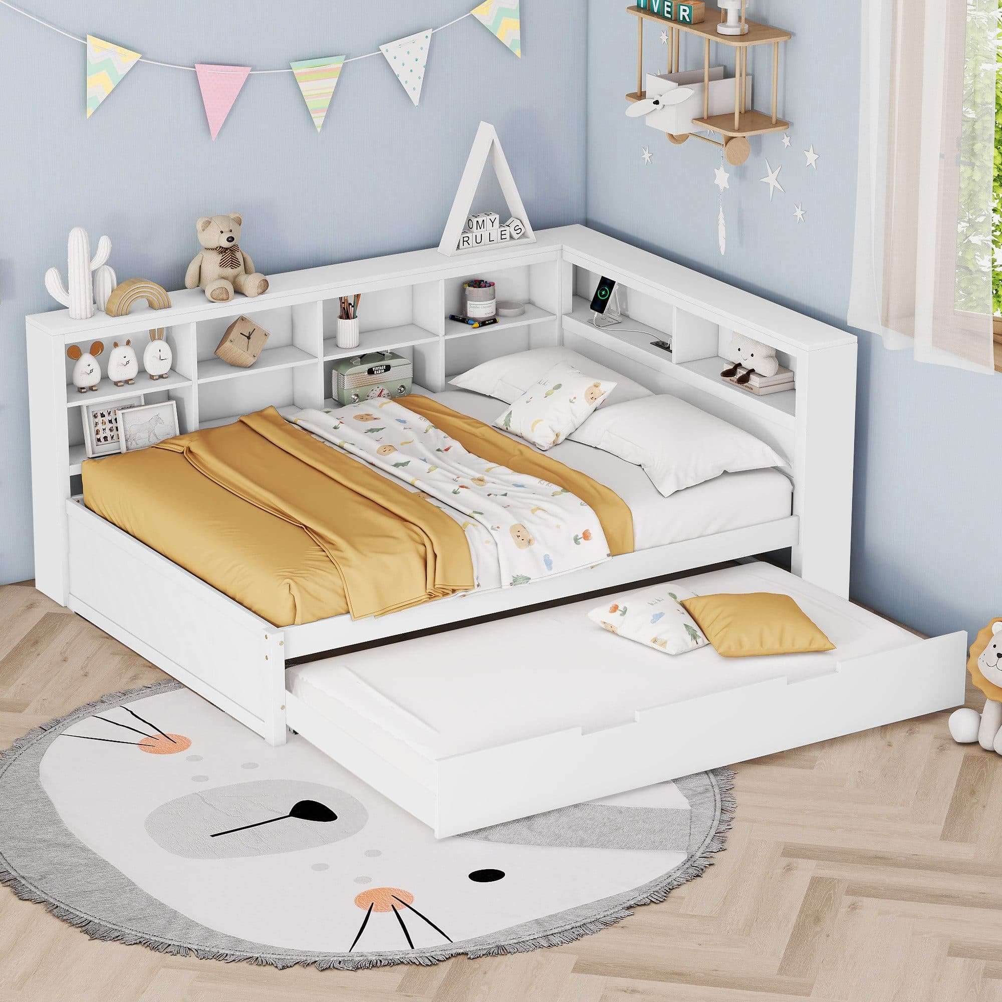 Flieks Massivholzbett Doppelbett mit Stauraum und USB - Bild 2
