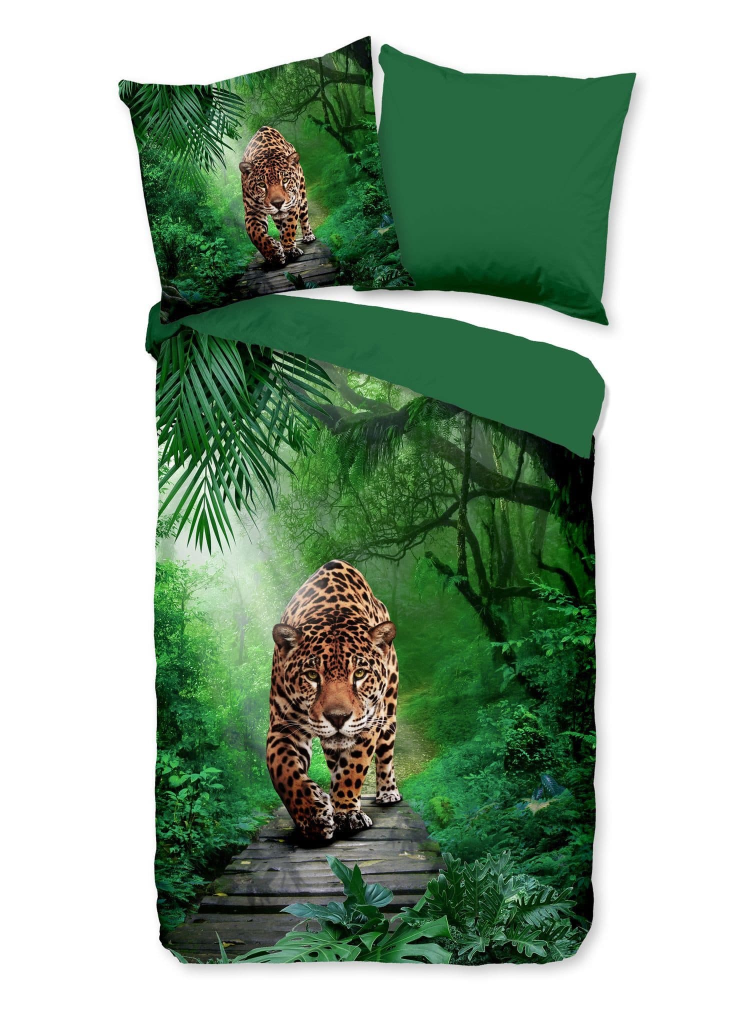 JACK Bettwäsche Amazonas Dschungel Jaguar Mikrofaser 2-teilig Grün - Bild 2
