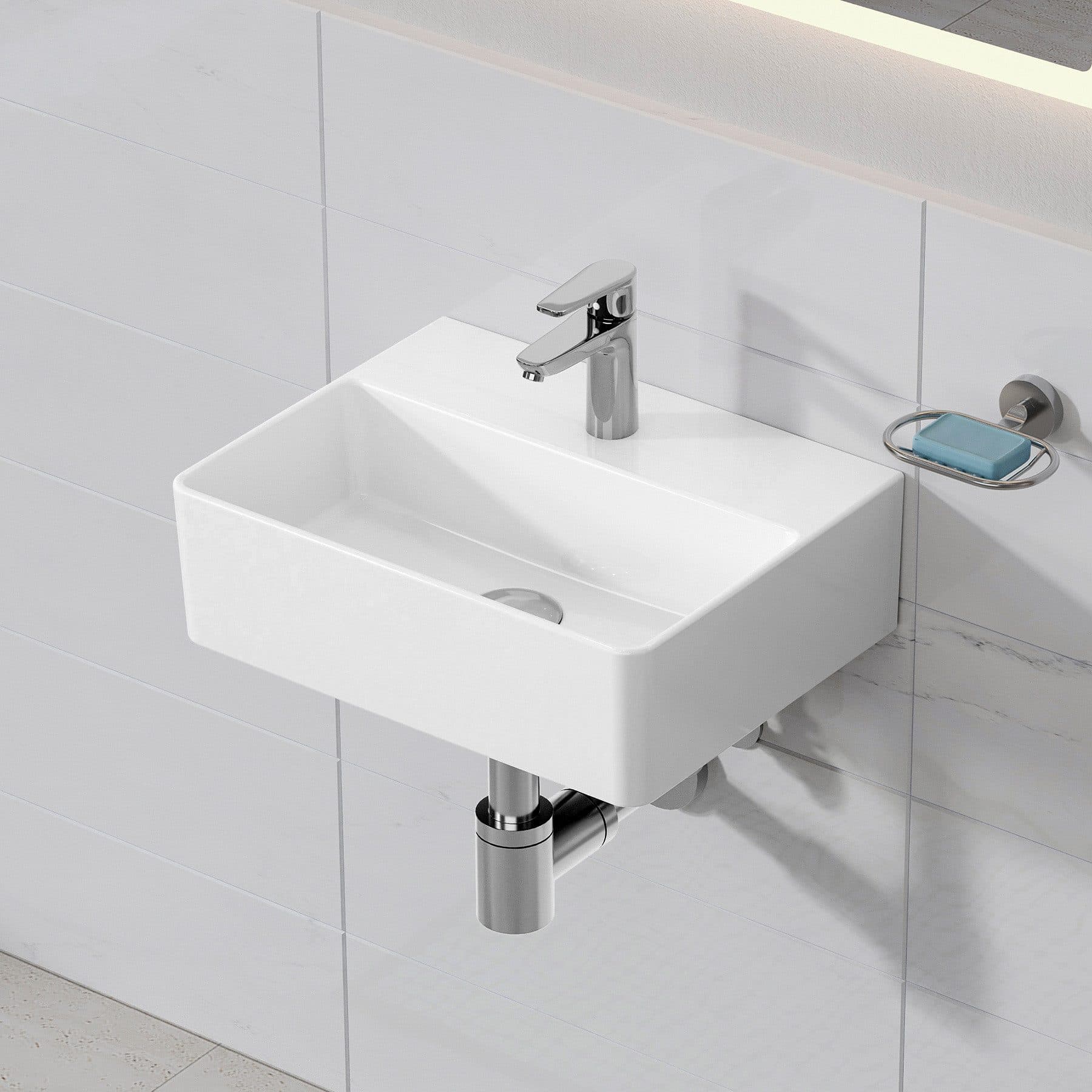 HOROW Keramik-Waschbecken Modern Weiß Schwarz - Bild 2