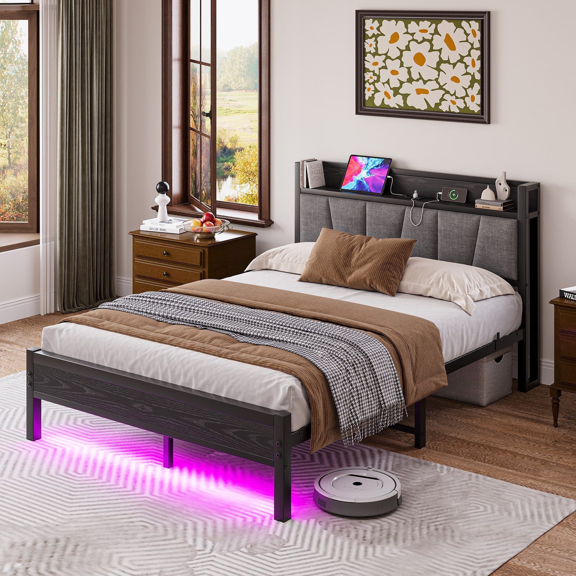HOMERECOMMEND Metallbett mit LED-Beleuchtung 120x200 cm - Bild 2